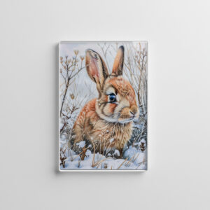 raxxa Glas-Magnet: Little Hare in Snowy Field