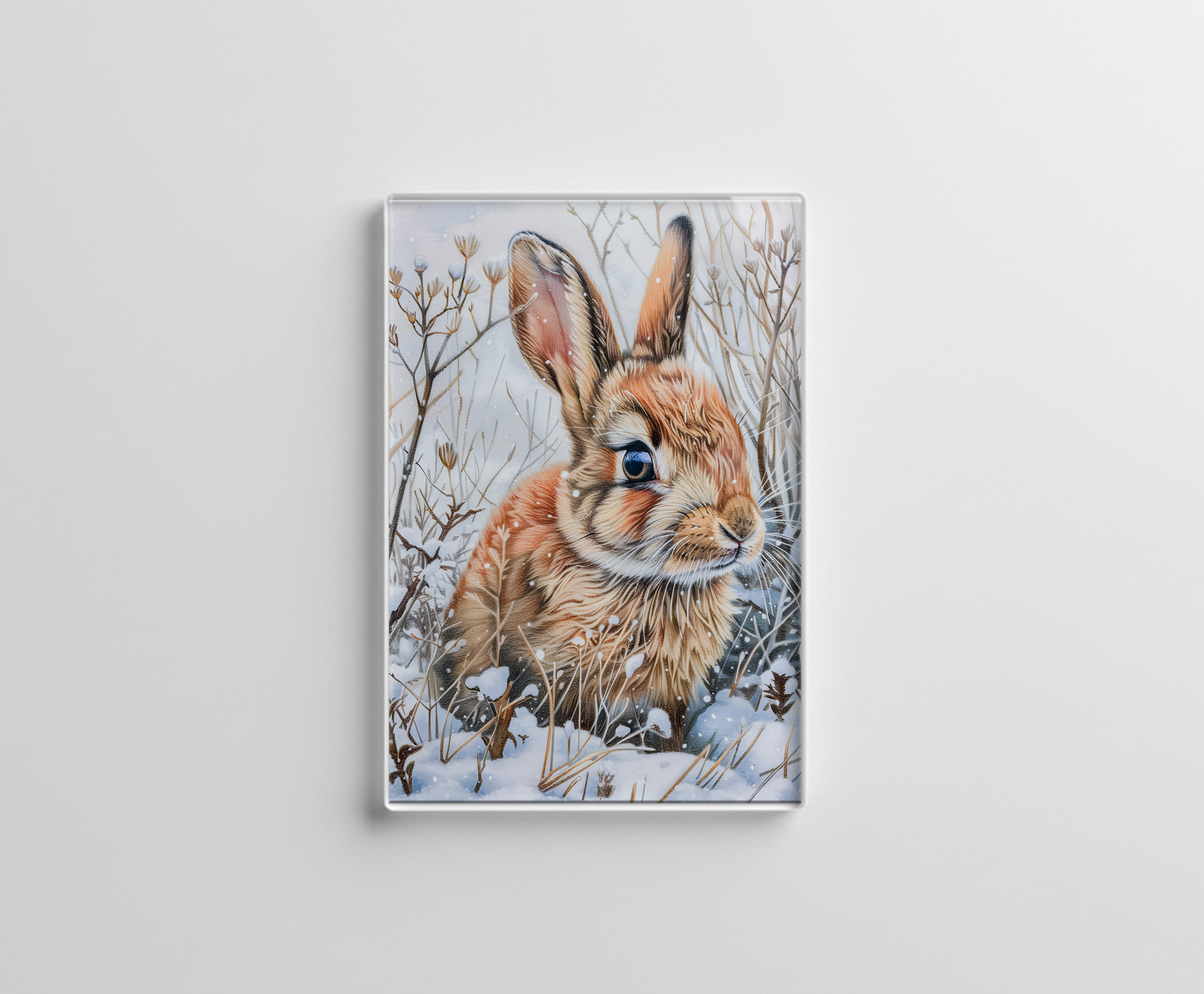 raxxa Glas-Magnet: Little Hare in Snowy Field