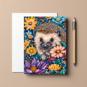 raxxa Postkarte: Hedgehog in Blooming Flower Bed