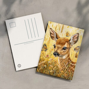 raxxa Postkarte: Little Deer in Insect-Rich Meadow