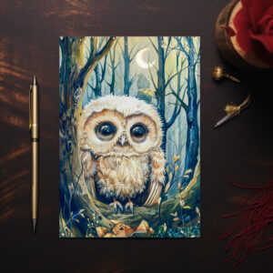 raxxa Postkarte: Little Owl on Branch at Half Moon