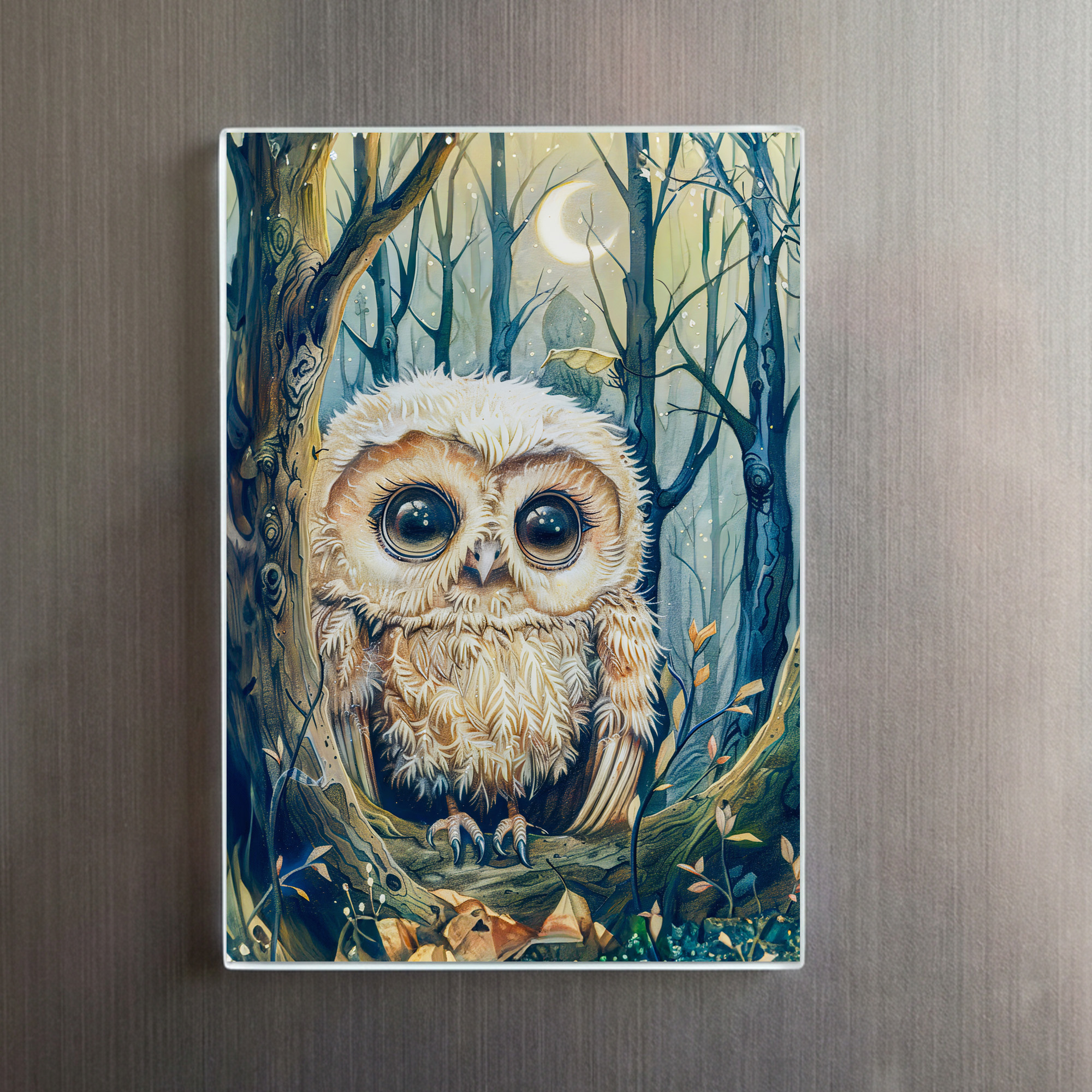 raxxa Glas-Magnet: Little Owl on Branch at Half Moon – Bild 2