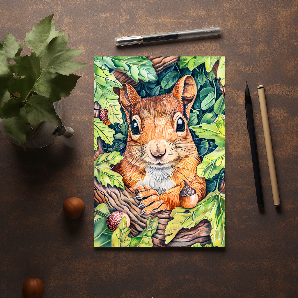 raxxa Postkarte: Little Squirrel in Oak Tree