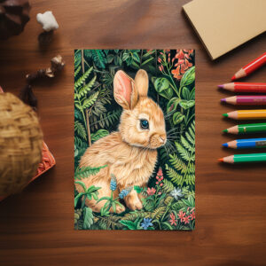 raxxa Postkarte: Hare Among Forest Ferns