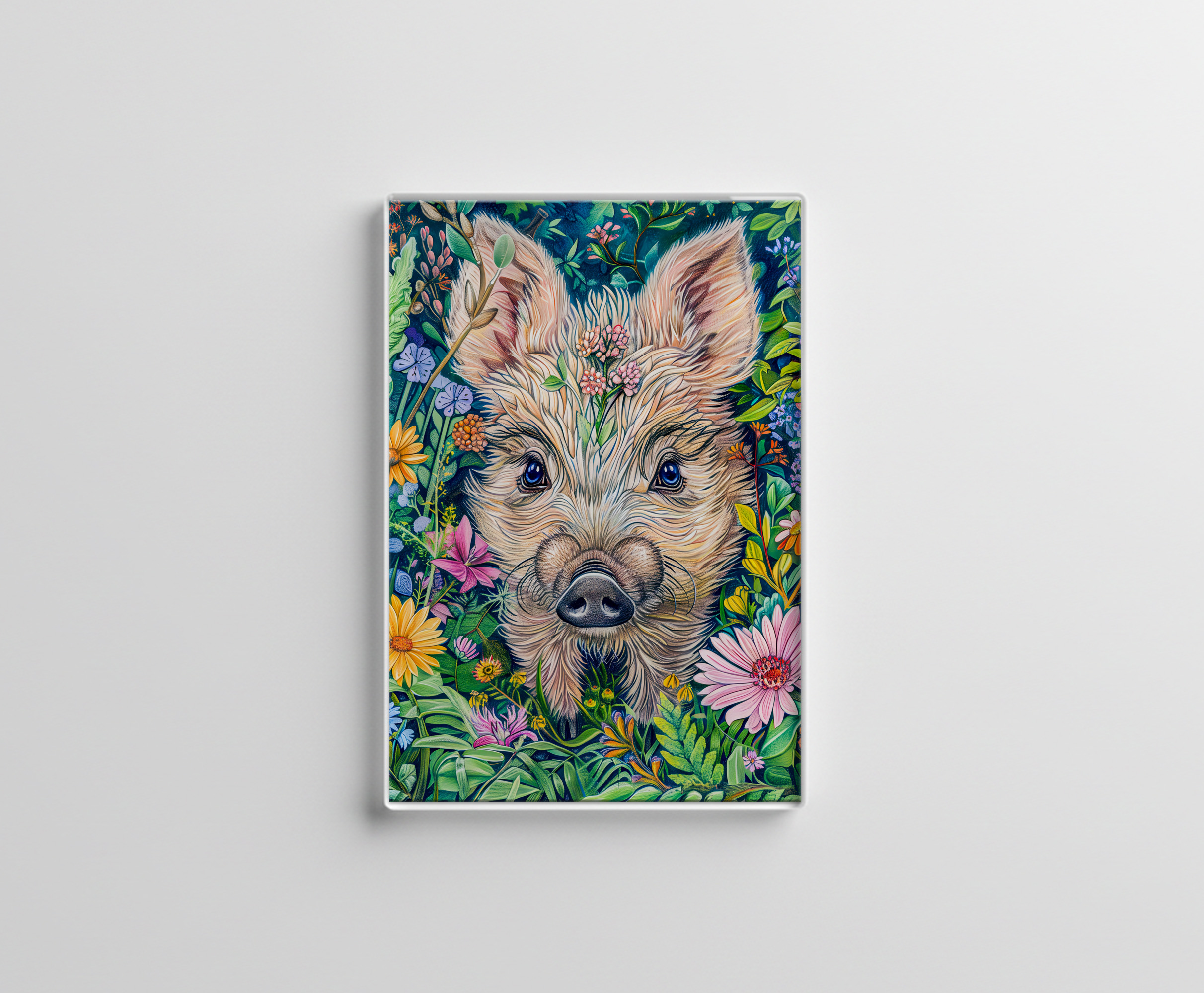 raxxa Glas-Magnet: Little Wild Boar in Flower Meadow