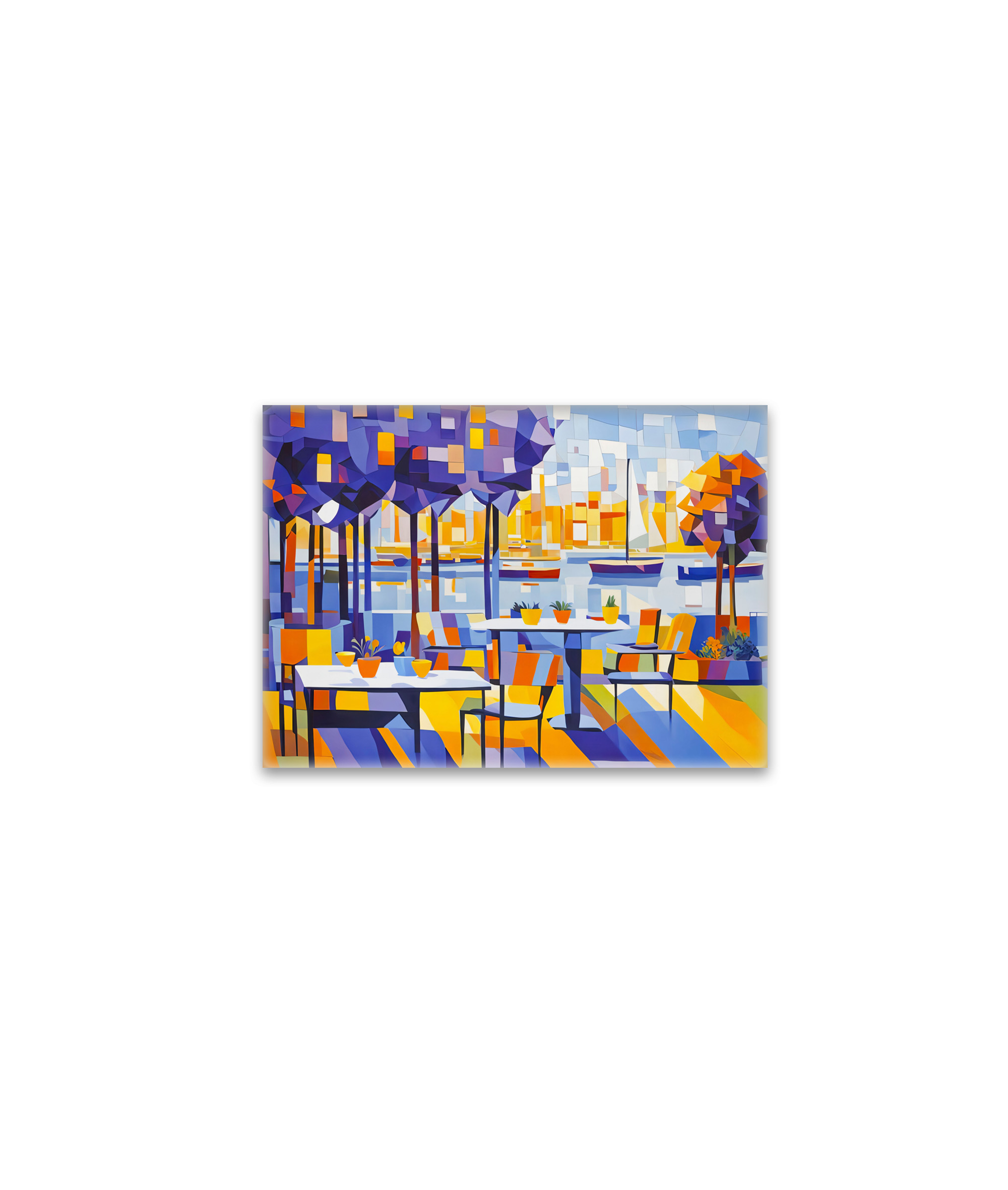 raxxa Glas-Magnet: Cubist Outdoor Café with Tables