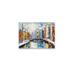 raxxa Glas-Magnet: Cubist Cityscape with Snowy Canal
