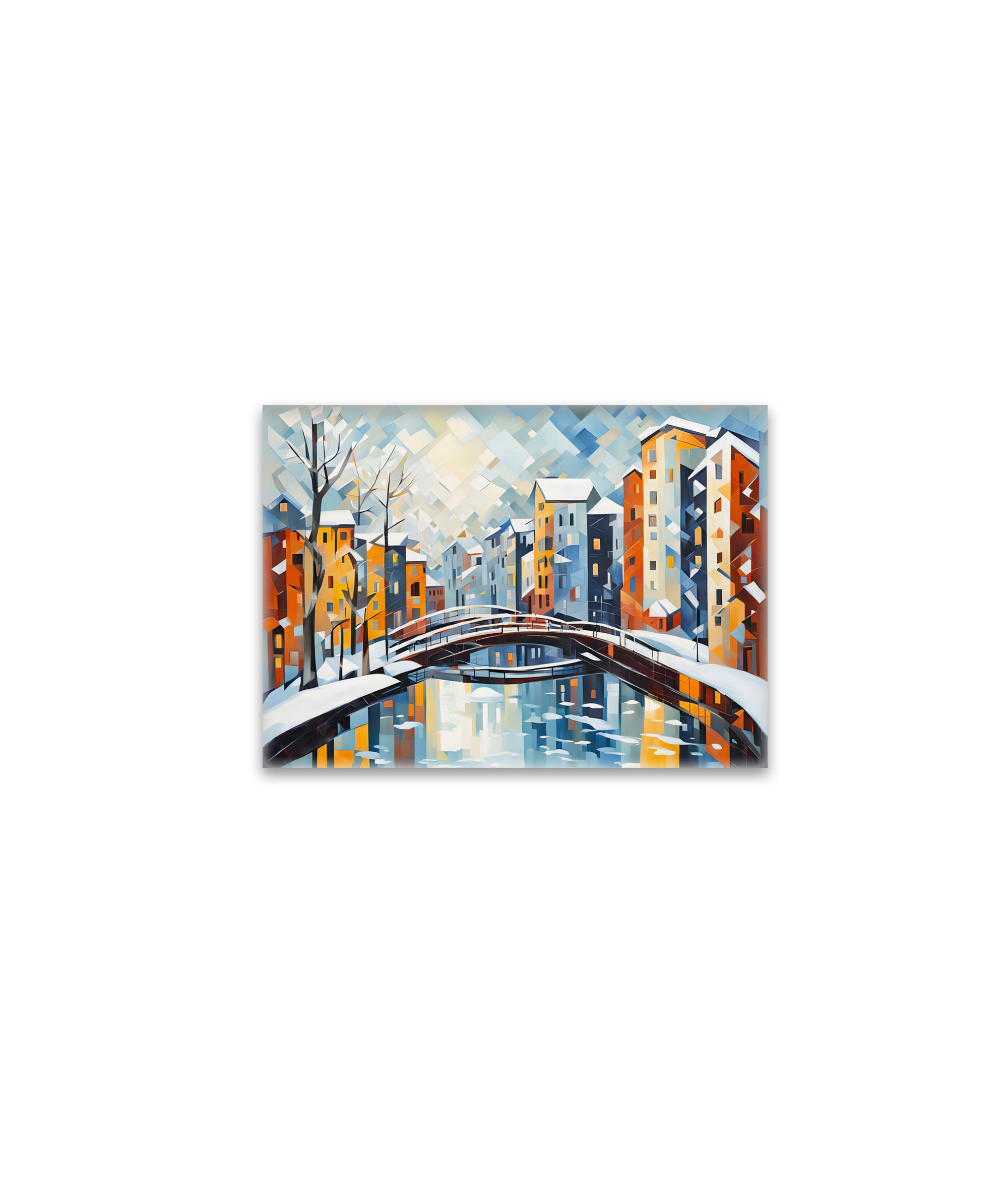 raxxa Glas-Magnet: Cubist Cityscape with Snowy Canal