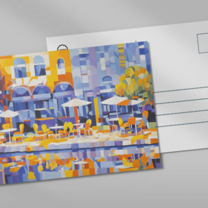 raxxa Postkarte: Cubist Street Café with Arches