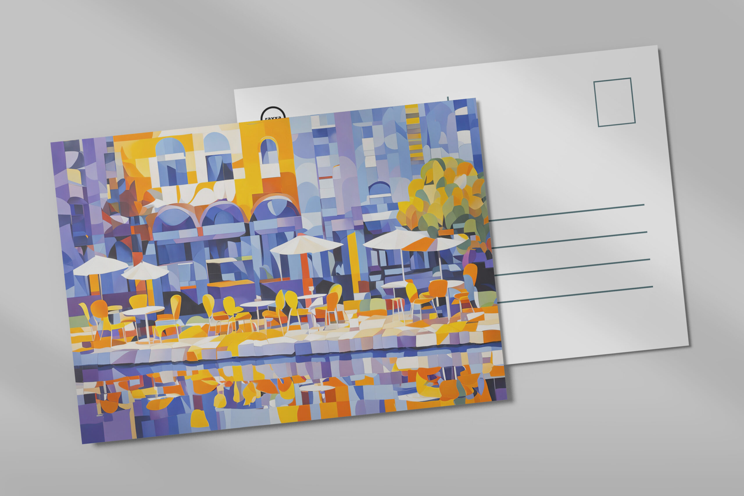 raxxa Postkarte: Cubist Street Café with Arches