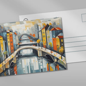 raxxa Postkarte: Cubist view over City with Canal Bridges