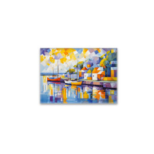 raxxa Glas-Magnet: Cubist Mediterranean Town with Boats
