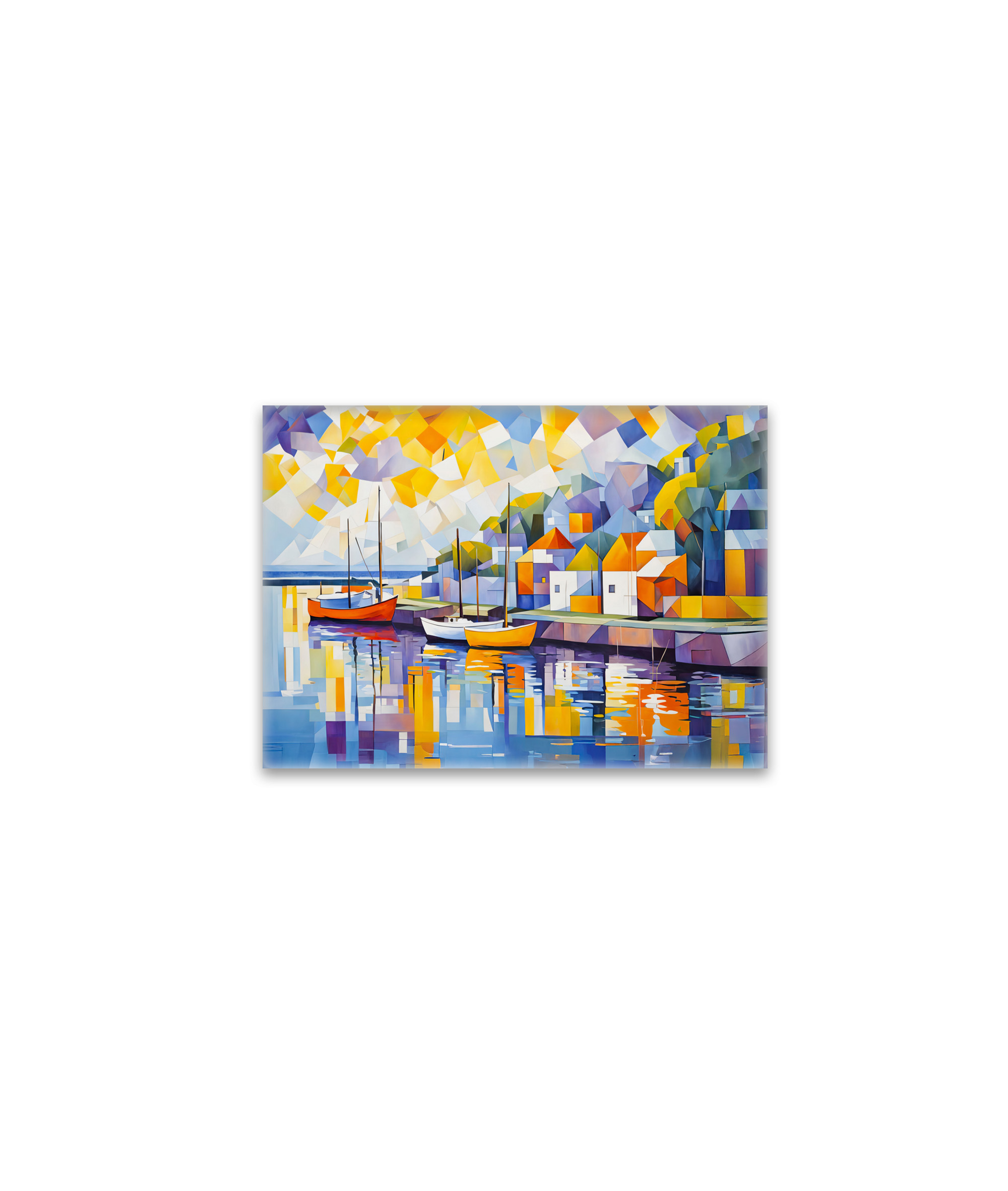 raxxa Glas-Magnet: Cubist Mediterranean Town with Boats
