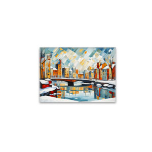 raxxa Glas-Magnet: Cubist Snowy Bridge Over Reflected City