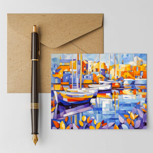 raxxa Postkarte: Cubist Marina with Boats and Reflections