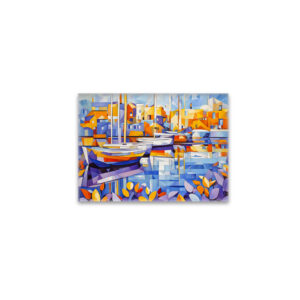 raxxa Glas-Magnet: Cubist Marina with Boats and Reflections