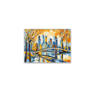 raxxa Glas-Magnet: Cubist Snowy City with Canal Bridges