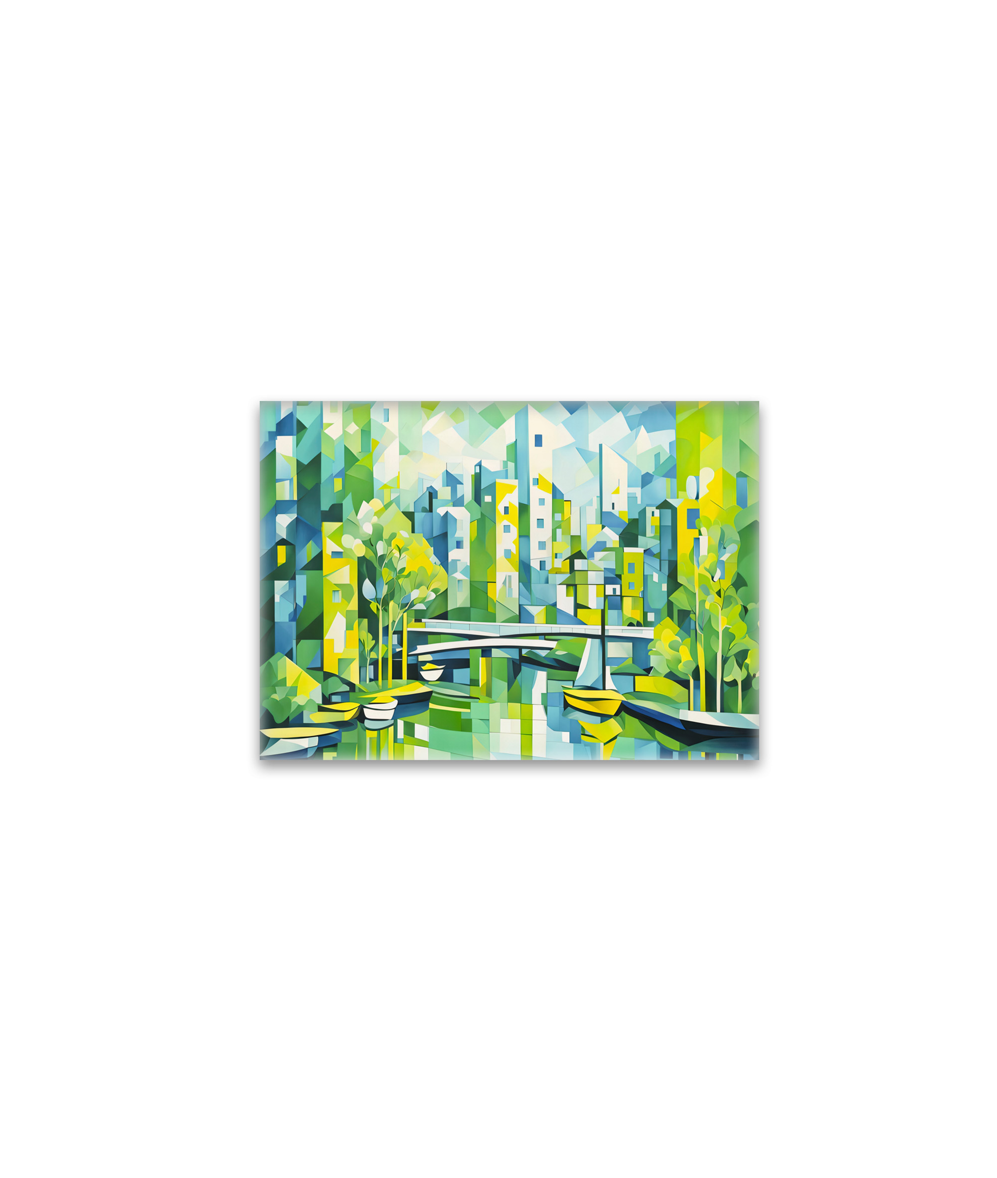 raxxa Glas-Magnet: Cubist Green City with Bridge