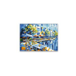raxxa Glas-Magnet: Cubist Autumn Bridge in Cityscape