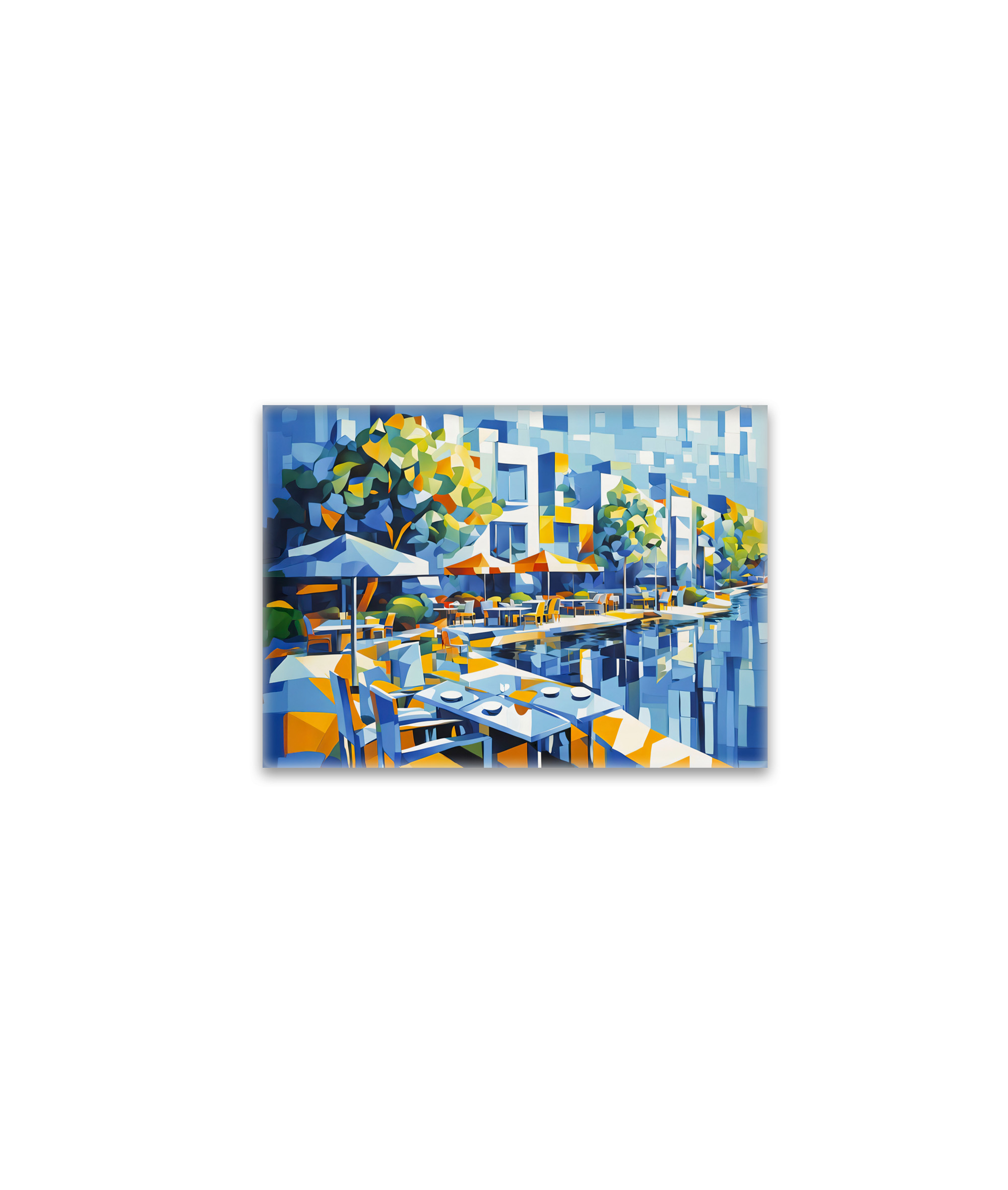 raxxa Glas-Magnet: Cubist Autumn Bridge in Cityscape