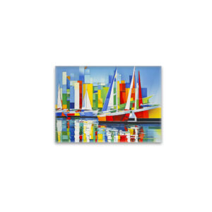 raxxa Glas-Magnet: Cubist Sailboats in Colorful Harbor