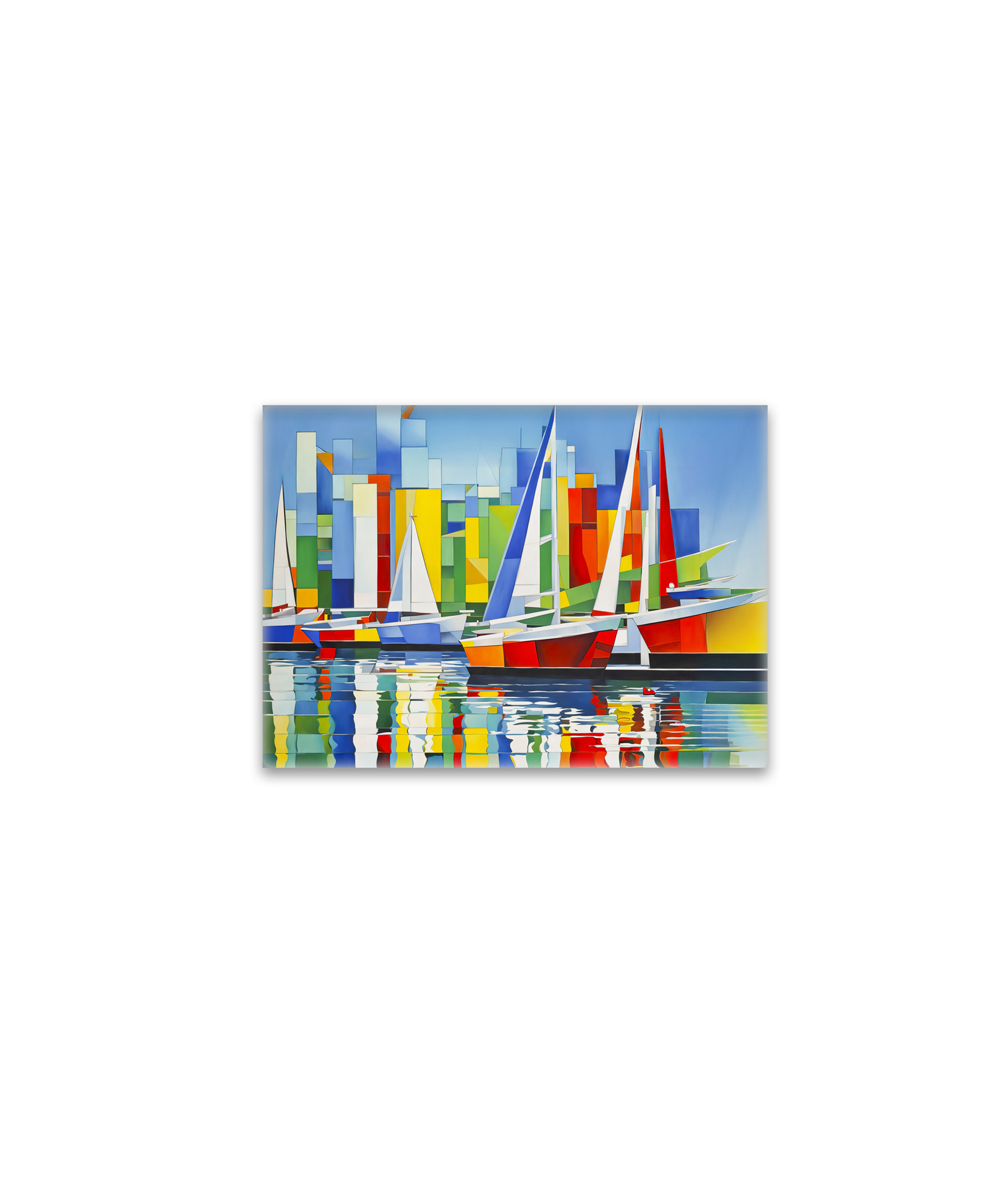 raxxa Glas-Magnet: Cubist Sailboats in Colorful Harbor