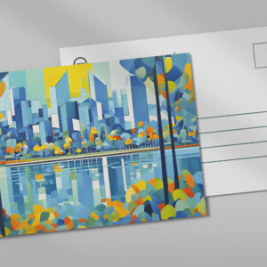 raxxa Postkarte: Cubist Skyline Reflected in Water