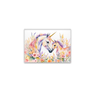 raxxa Glas-Magnet: Boho Watercolor Tender Unicorn And Baby In Flower Meadow