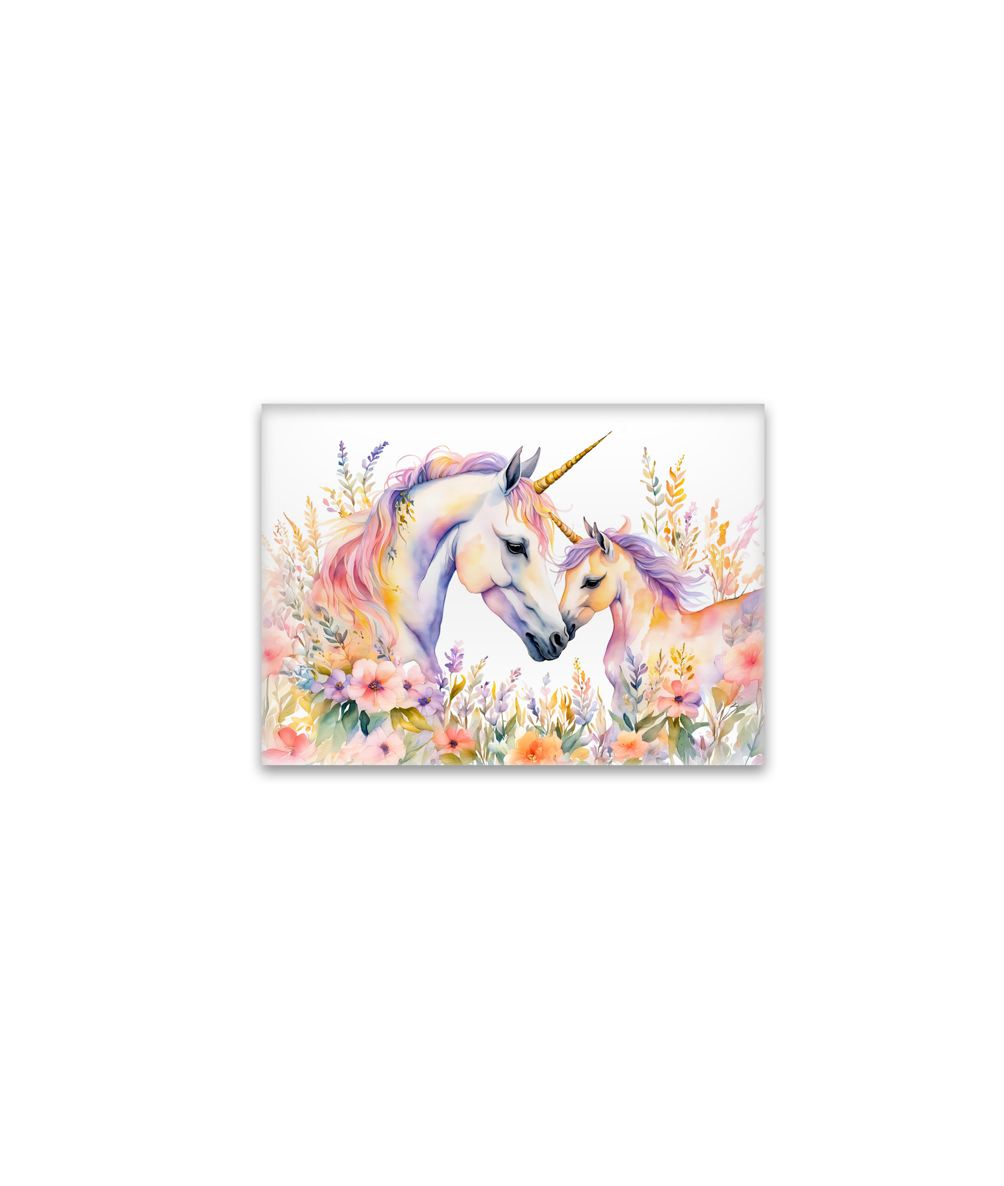 raxxa Glas-Magnet: Boho Watercolor Tender Unicorn And Baby In Flower Meadow