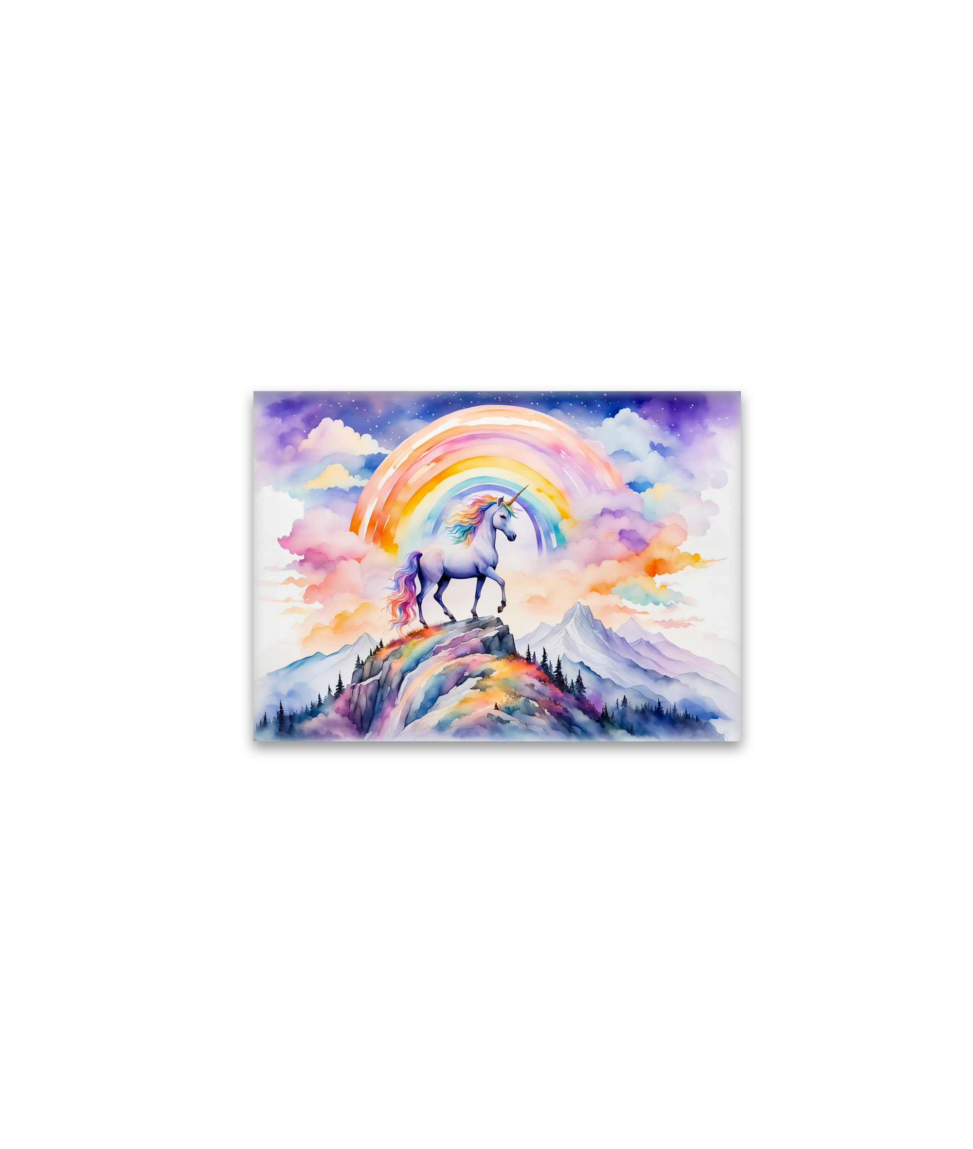 raxxa Glas-Magnet: Boho Watercolor Magical Unicorn Beneath Glowing Rainbow And Clouds