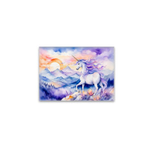 raxxa Glas-Magnet: Boho Watercolor Strong Unicorn Standing On Misty Mountain Peak