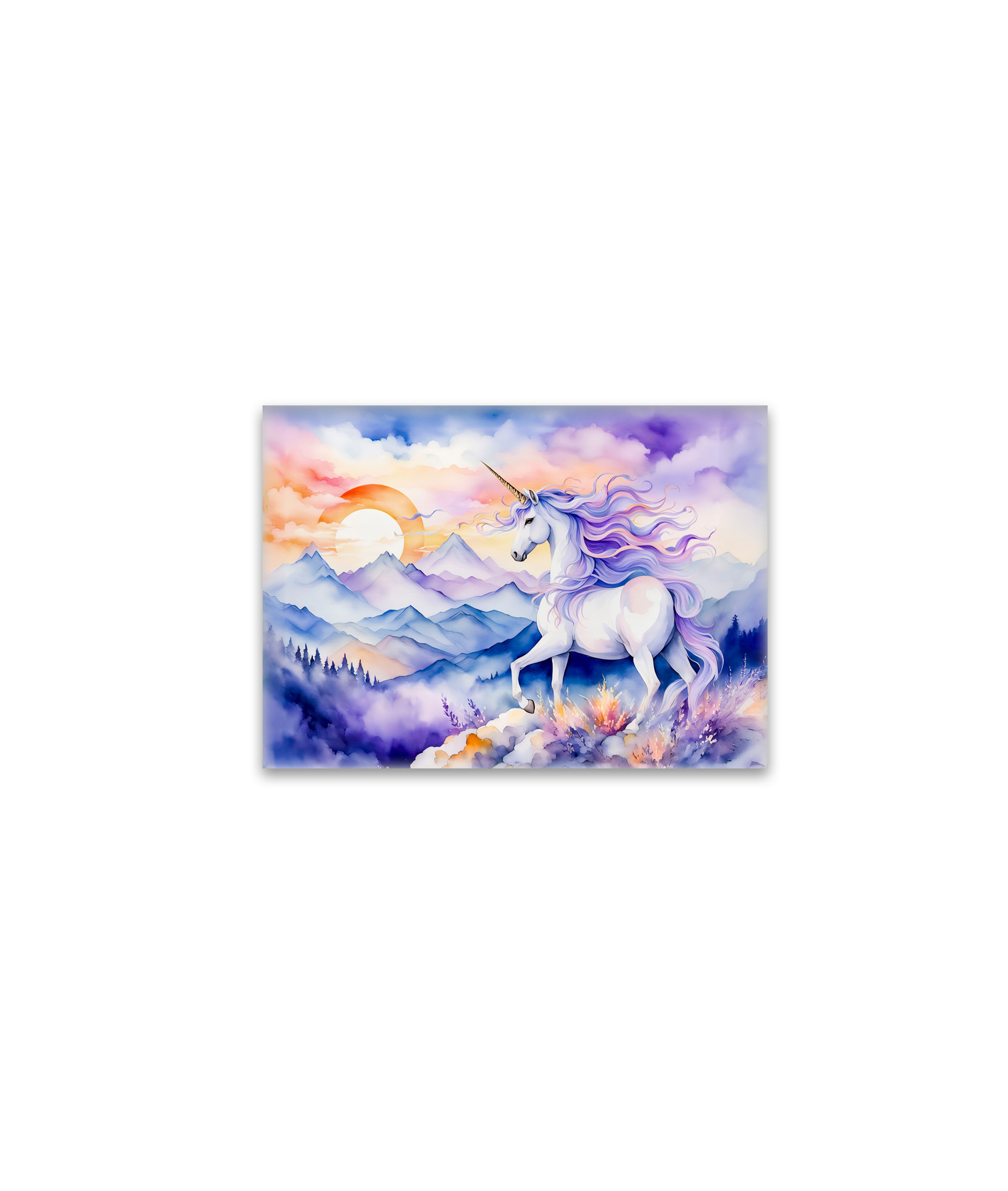 raxxa Glas-Magnet: Boho Watercolor Strong Unicorn Standing On Misty Mountain Peak