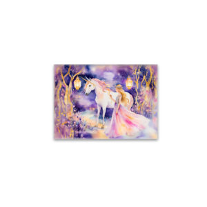 raxxa Glas-Magnet: Boho Watercolor Beautiful Princess Riding A Majestic White Unicorn