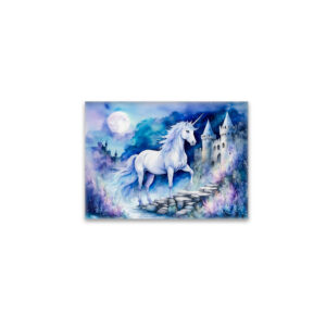 raxxa Glas-Magnet: Boho Watercolor Enchanted White Unicorn Near Old Castle