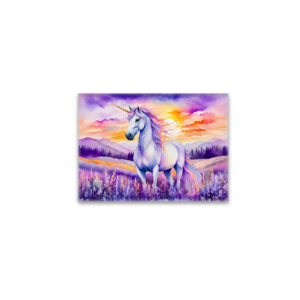 raxxa Glas-Magnet: Boho Watercolor Magical Unicorn Beneath Vibrant Sunset Rainbow Sky