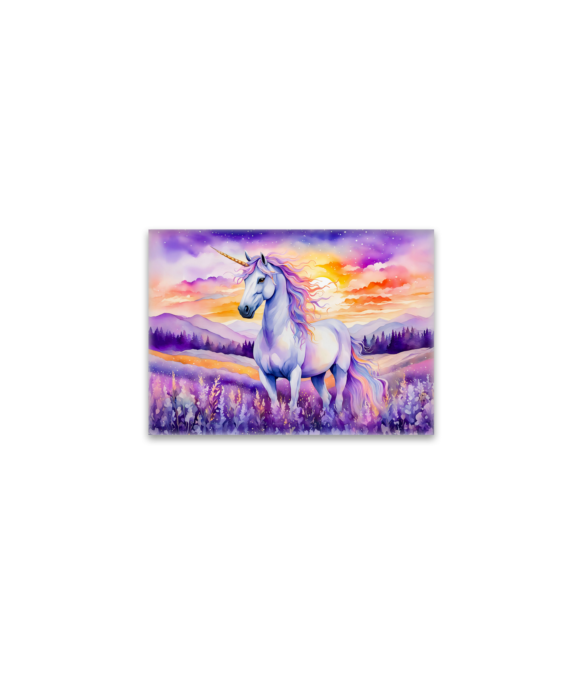 raxxa Glas-Magnet: Boho Watercolor Magical Unicorn Beneath Vibrant Sunset Rainbow Sky