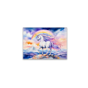 raxxa Glas-Magnet: Watercolor Mystical Unicorn Walking Beneath A Shimmering Rainbow
