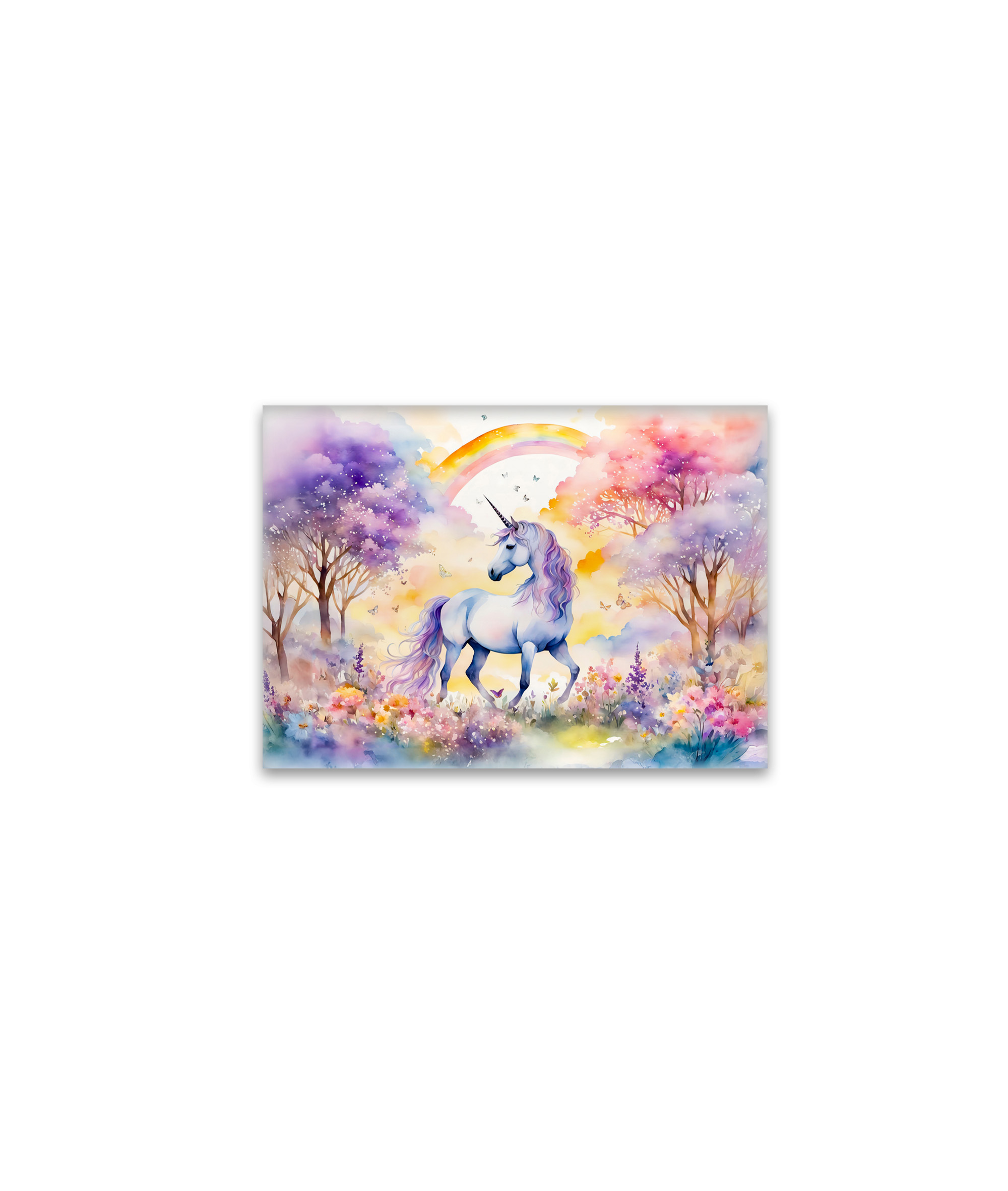 raxxa Glas-Magnet: Boho Watercolor Majestic Unicorn Under Cherry Blossom Pink Sky