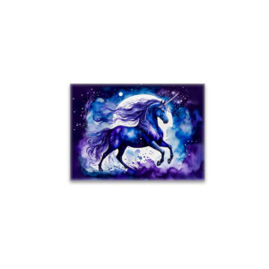 raxxa Glas-Magnet: Watercolor Majestic Blue Unicorn Under Starry Night Sky