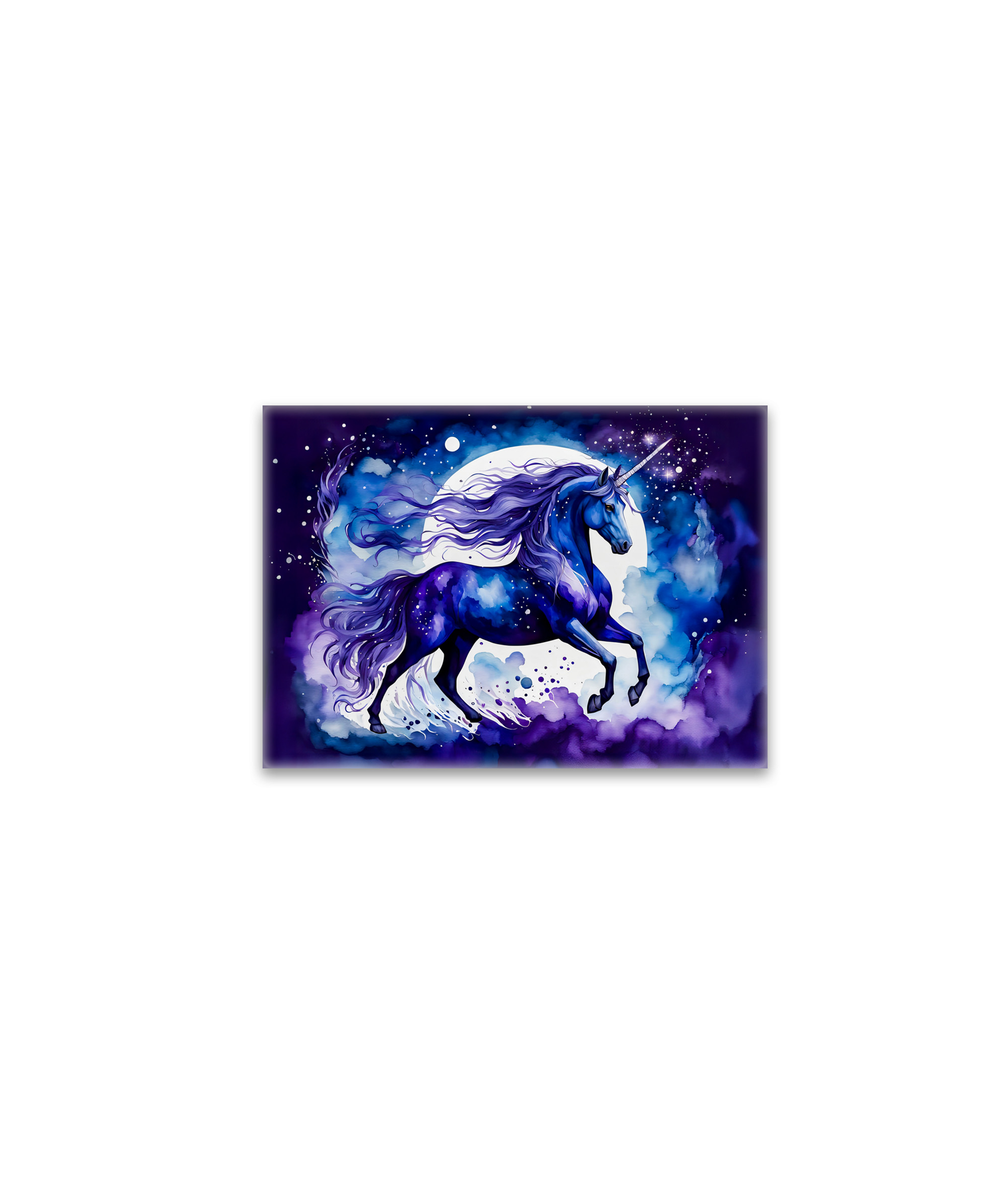 raxxa Glas-Magnet: Watercolor Majestic Blue Unicorn Under Starry Night Sky