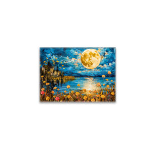raxxa Glas-Magnet: Abstract watercolor illustration of full moon reflection in lake
