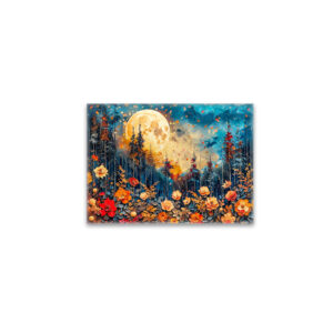 raxxa Glas-Magnet: Abstract watercolor illustration of full moon over forest