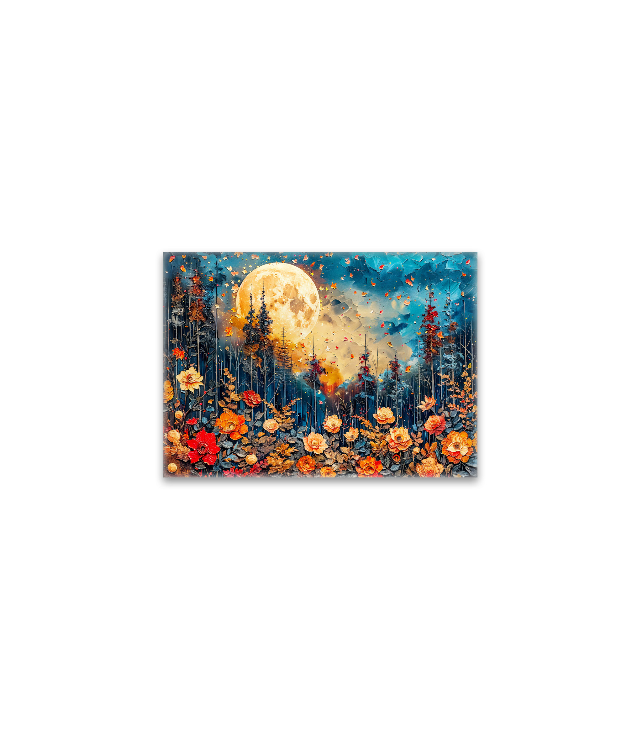 raxxa Glas-Magnet: Abstract watercolor illustration of full moon over forest
