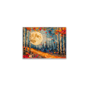 raxxa Glas-Magnet: Abstract watercolor illustration of full moon over autumn forest