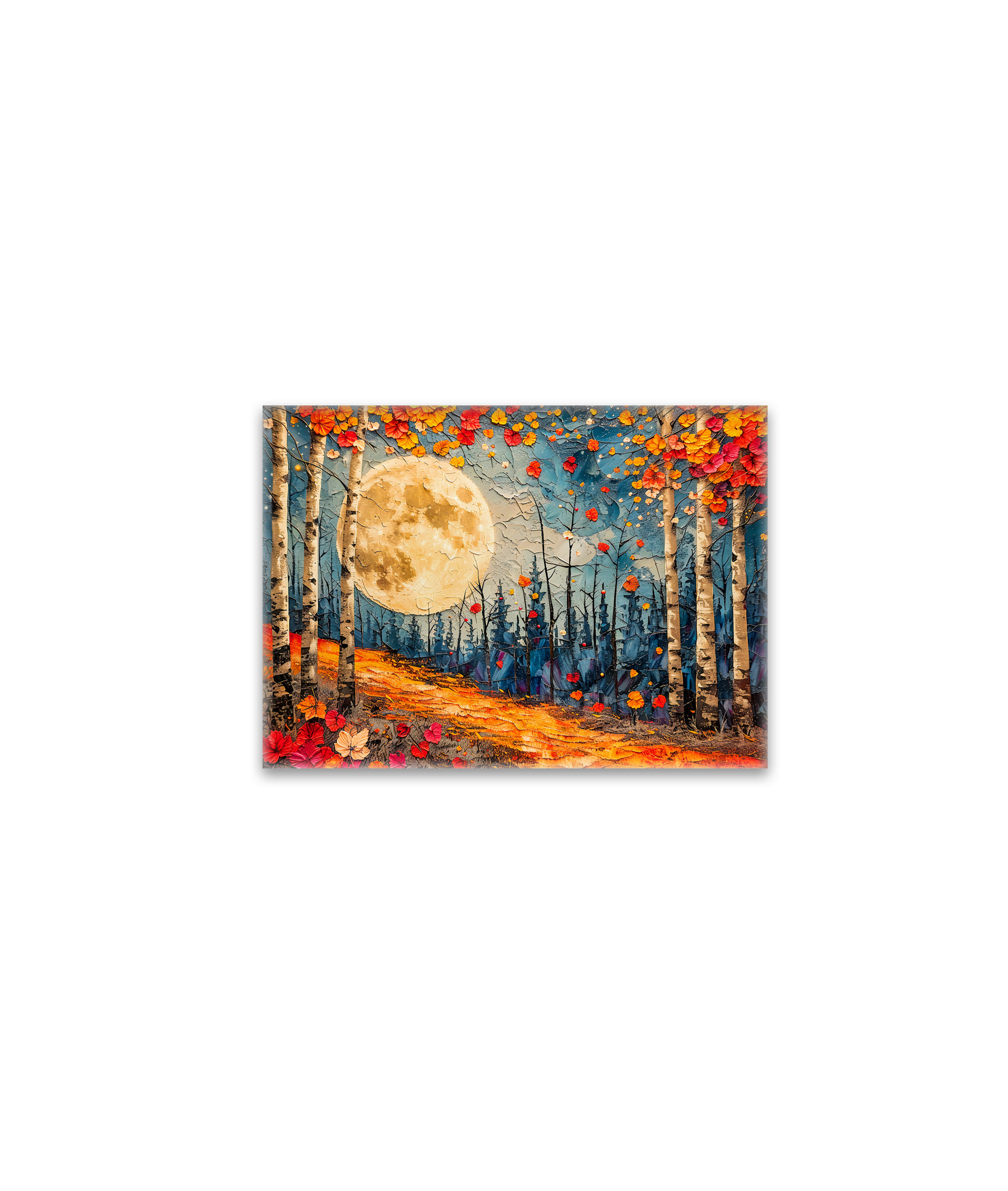 raxxa Glas-Magnet: Abstract watercolor illustration of full moon over autumn forest