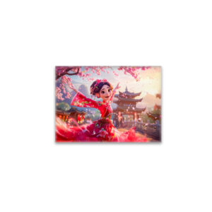 raxxa Glas-Magnet: Comic Girl Dancing with Cherry Blossoms in March