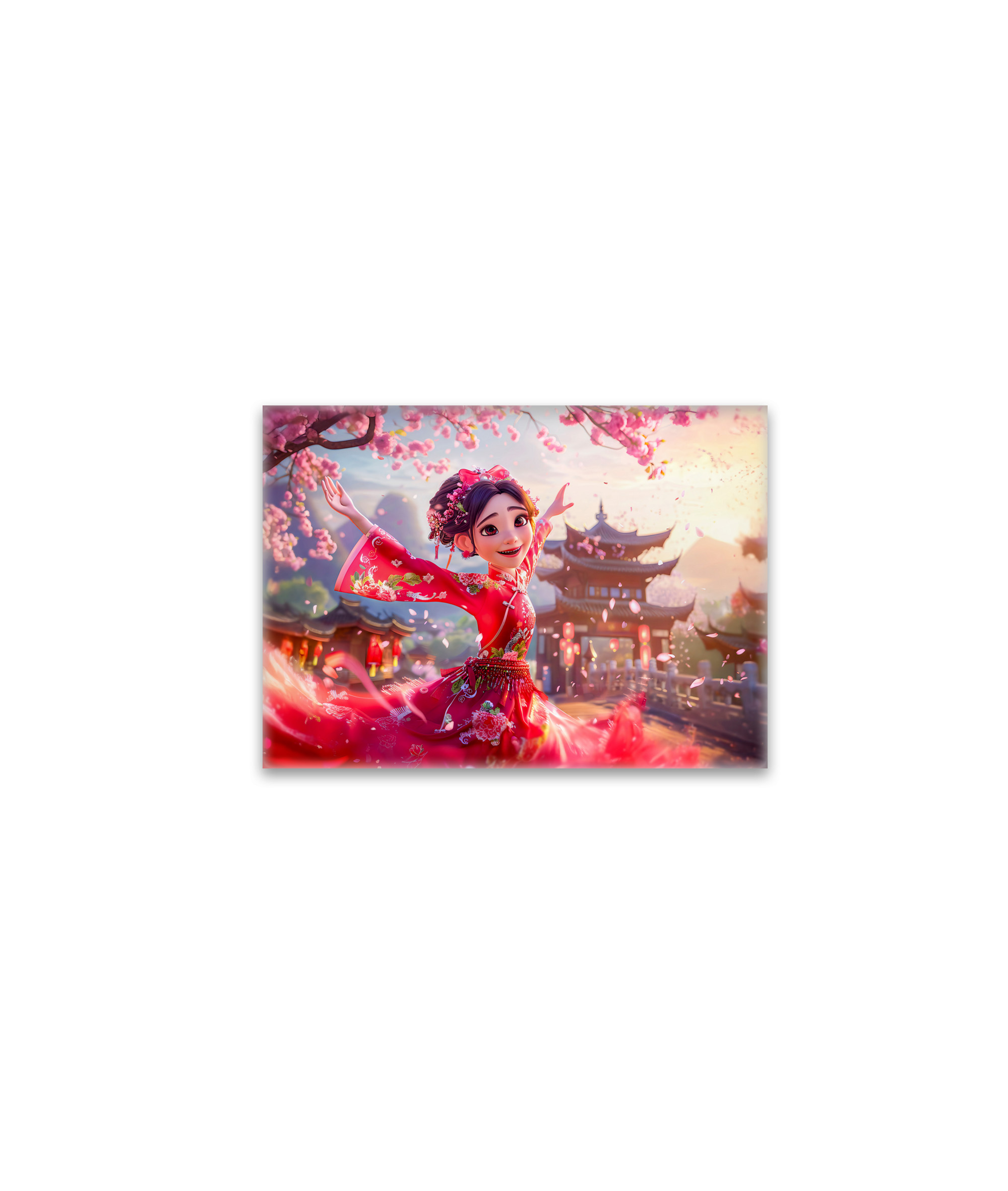 raxxa Glas-Magnet: Comic Girl Dancing with Cherry Blossoms in March