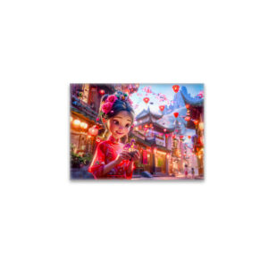 raxxa Glas-Magnet: Comic Girl with Small Hand Dragon Fantasy