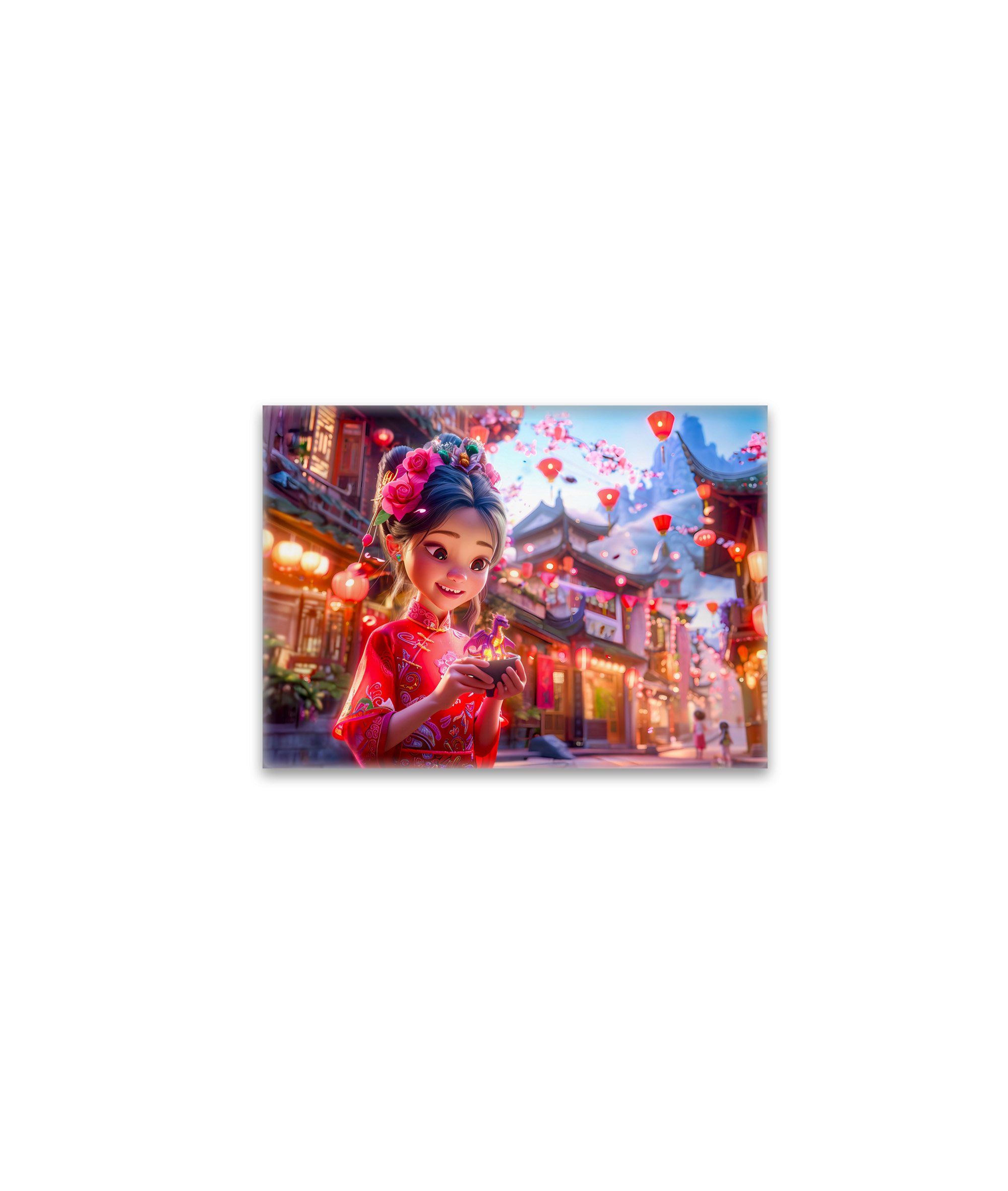 raxxa Glas-Magnet: Comic Girl with Small Hand Dragon Fantasy