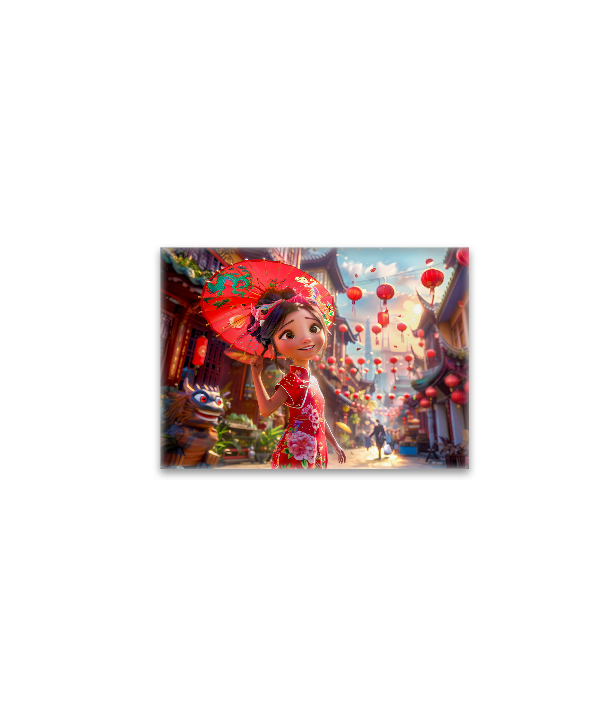 raxxa Glas-Magnet: Comic Girl with Parasol in Sunny Scene